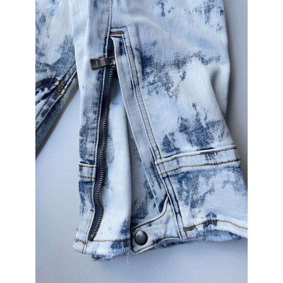 Decibel Stacked With Gusset Jeans Patched Distressed Ice Wash Denim Men’s 30x35 - Picture 5 of 16